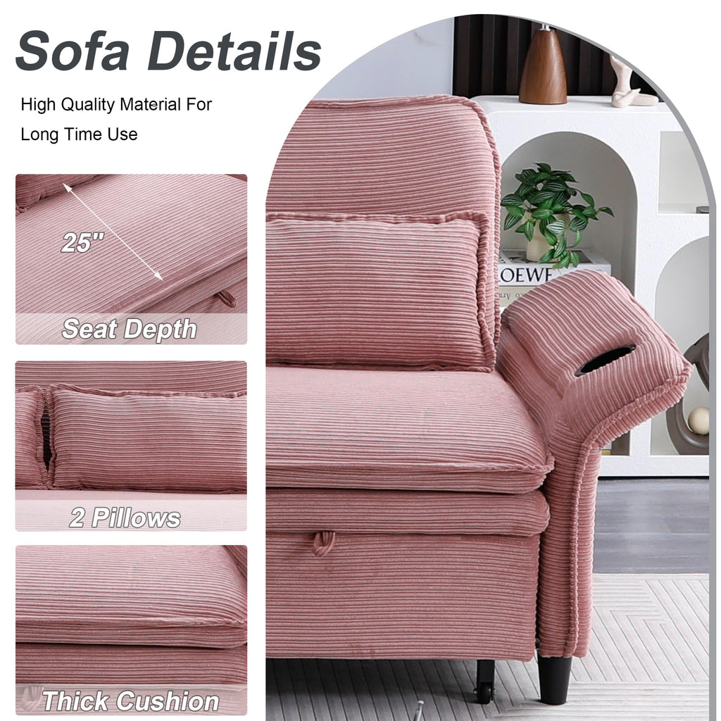Pink Convertible Sleeper Sofa Bed R68530