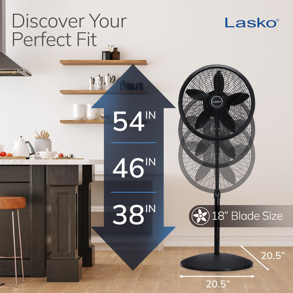 Adjustable Pedestal Fan 18” Black E5341