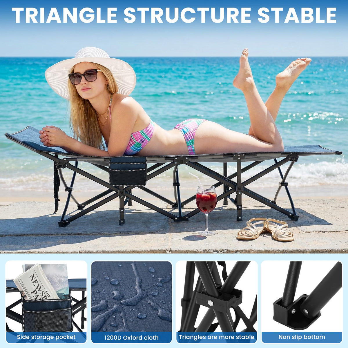 Folding Camping Cot with Mattress Q1192
