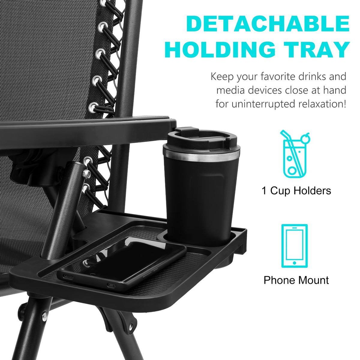 Set of 2 Adjustable Steel Mesh Zero Gravity Lounge Chair Recliners F43532