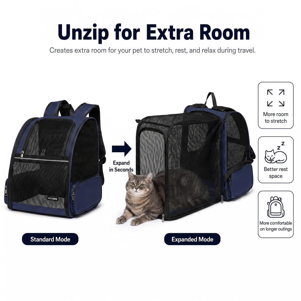Blue Expandable Cat Carrier Backpack Q441102