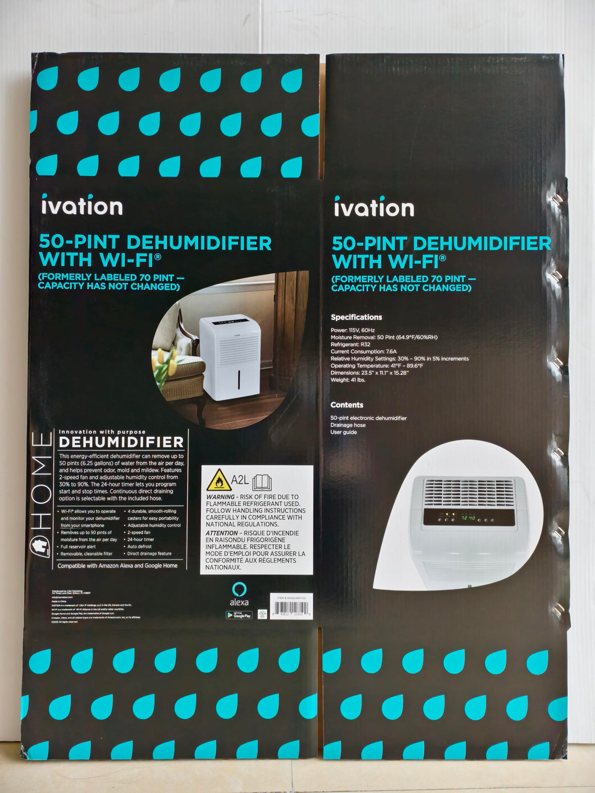 50 Pint Smart Wi-Fi Dehumidifier with Hose V773130