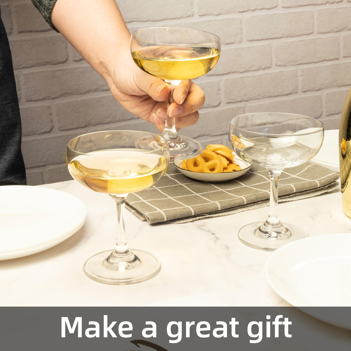 Champagne Glasses Set of 6 Crystal Cocktail Glasses 7 oz A714
