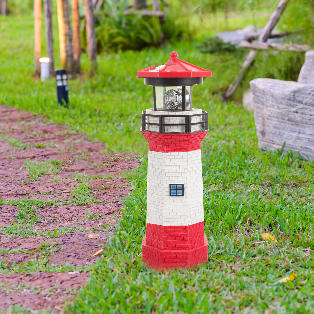 Solar Powered Rotating Lighthouse Resin LED Light D588
