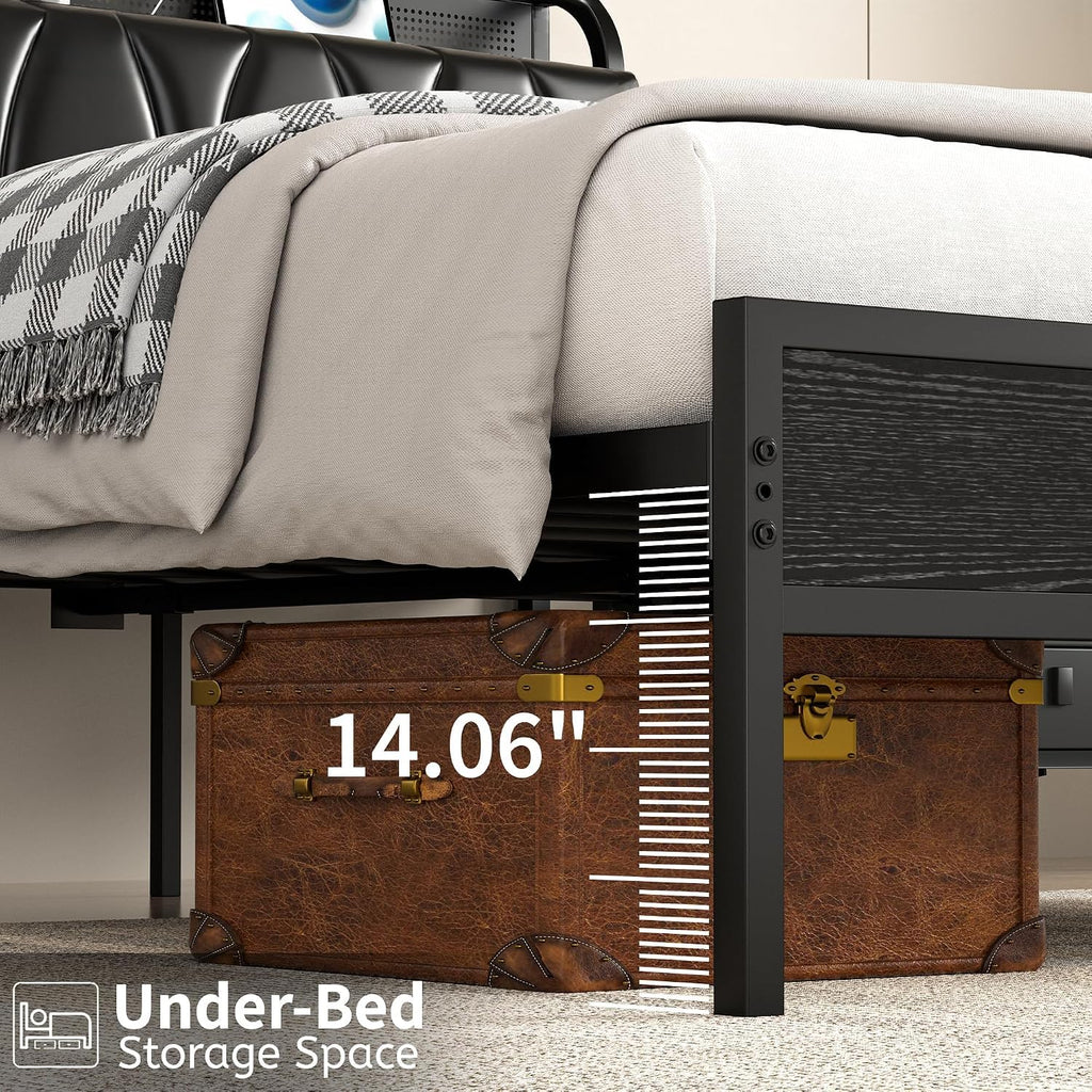 Black Full Size Upholstered Bed Frame with Storage D983988