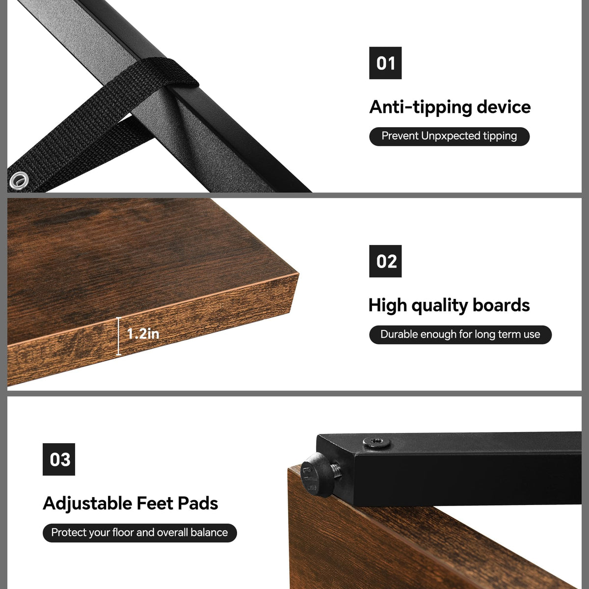 5-Tier Wood and Metal Bookshelf V764289