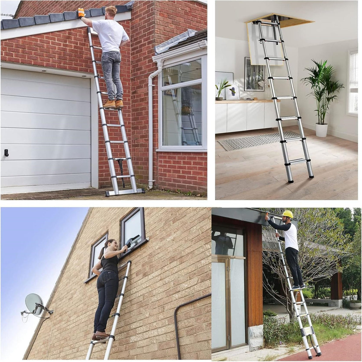 Telescopic Aluminum Ladder 14.5FT 330lbs Capacity C694