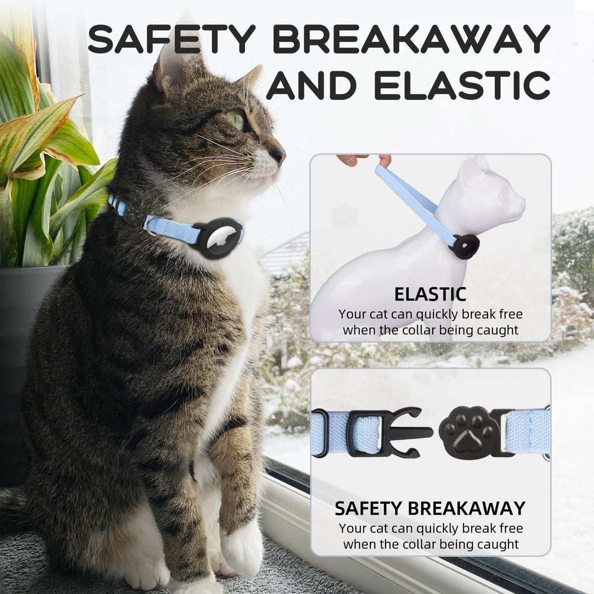 Cat Collar with AirTag Holder and Bell C969
