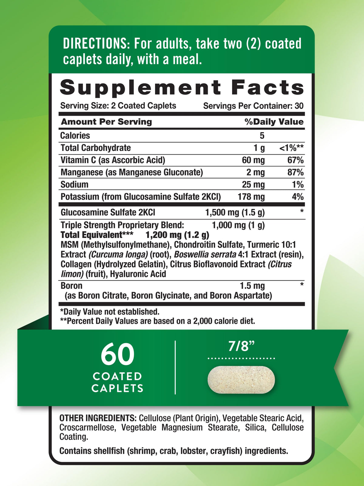 Glucosamine Chondroitin MSM Complex 60 Caplets N98089