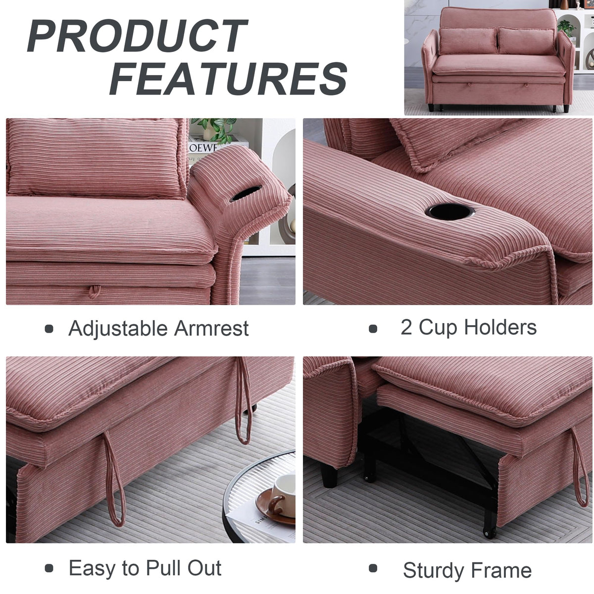 Pink Convertible Sleeper Sofa Bed R68530