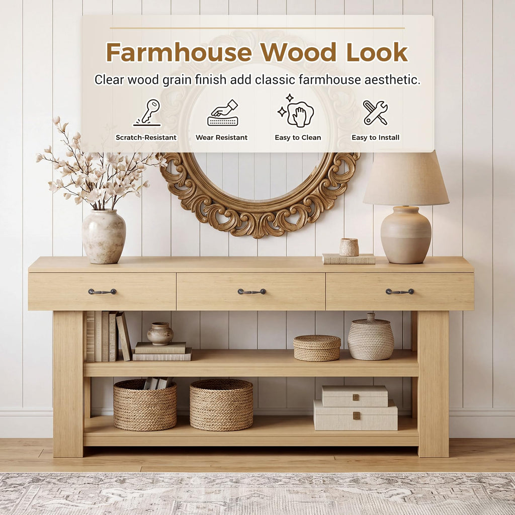 Oak Console Table with Drawers S6456
