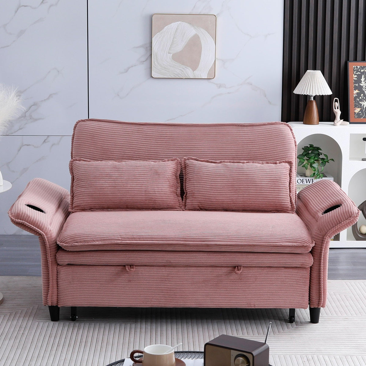 Pink Convertible Sleeper Sofa Bed R68530