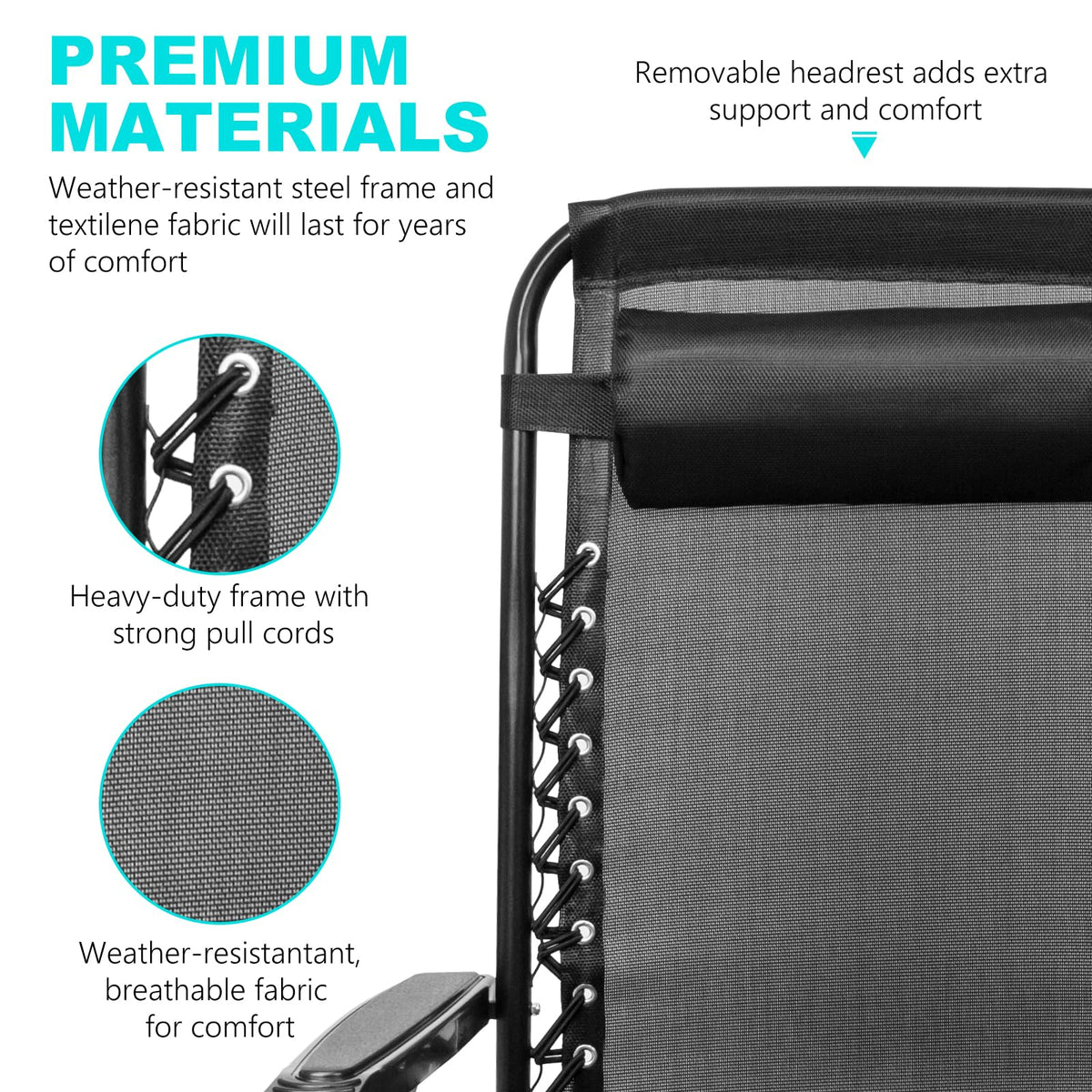 Set of 2 Adjustable Steel Mesh Zero Gravity Lounge Chair Recliners F43532