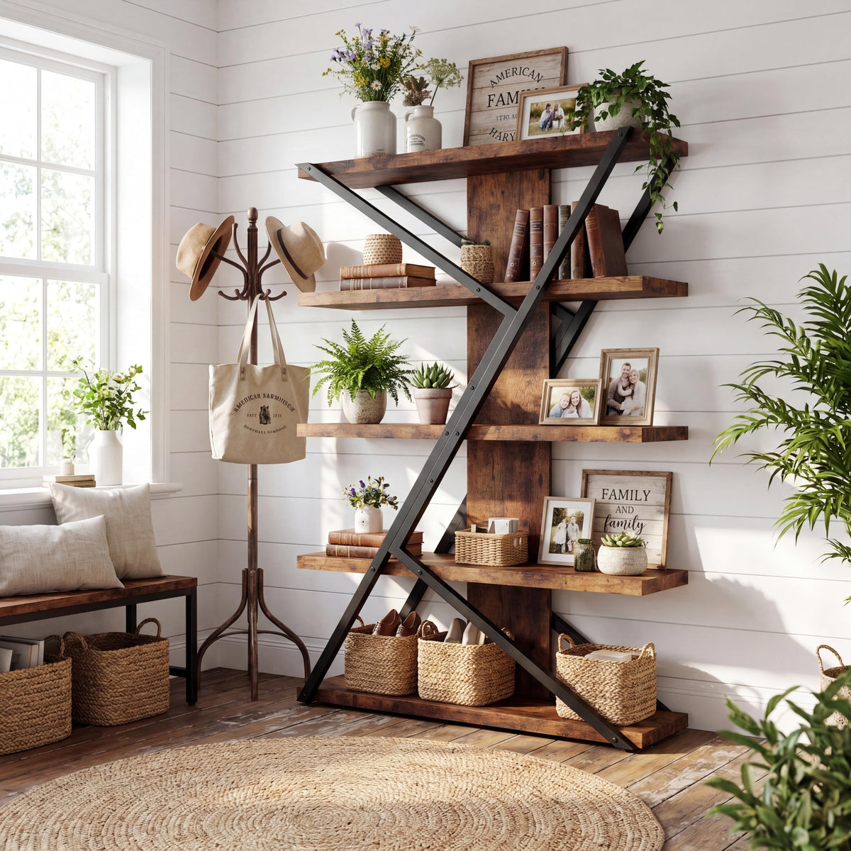 5-Tier Wood and Metal Bookshelf V764289