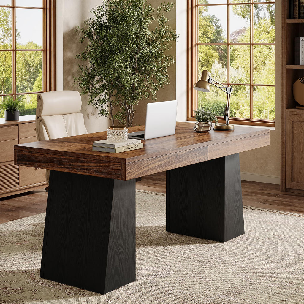 55" Wooden Office Desk with Double Pedestal N96258
