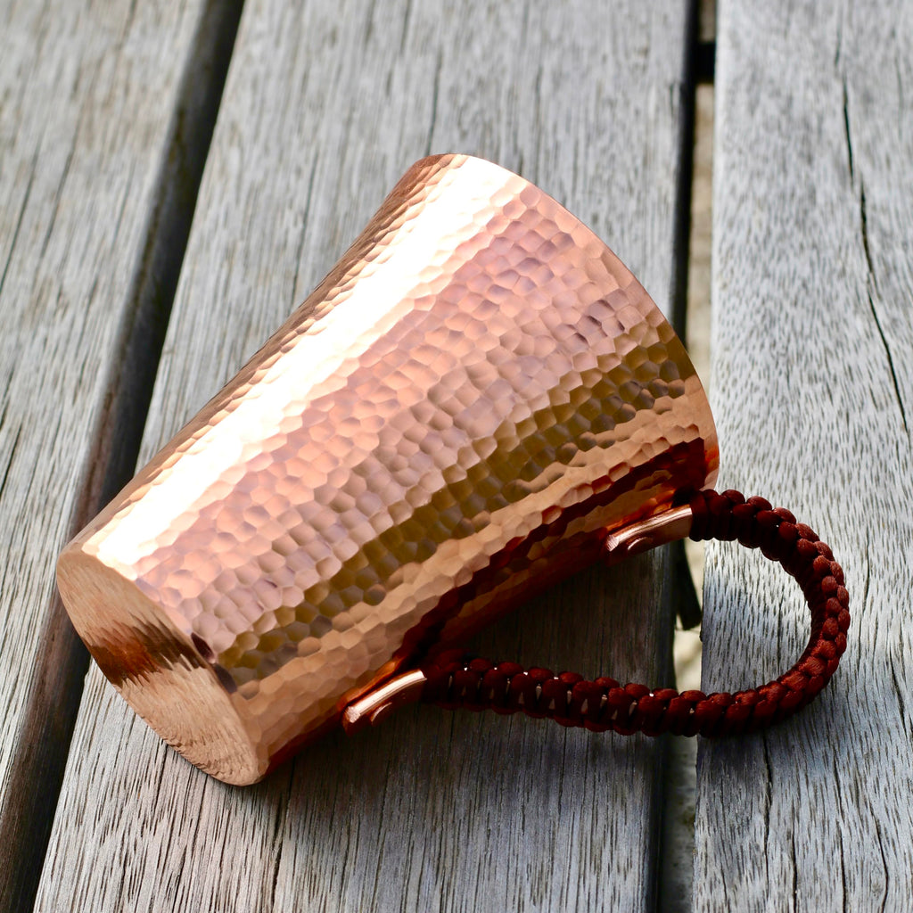 Copper Hand Hammered Ice Tea Cup with Handle 15 OZ U972