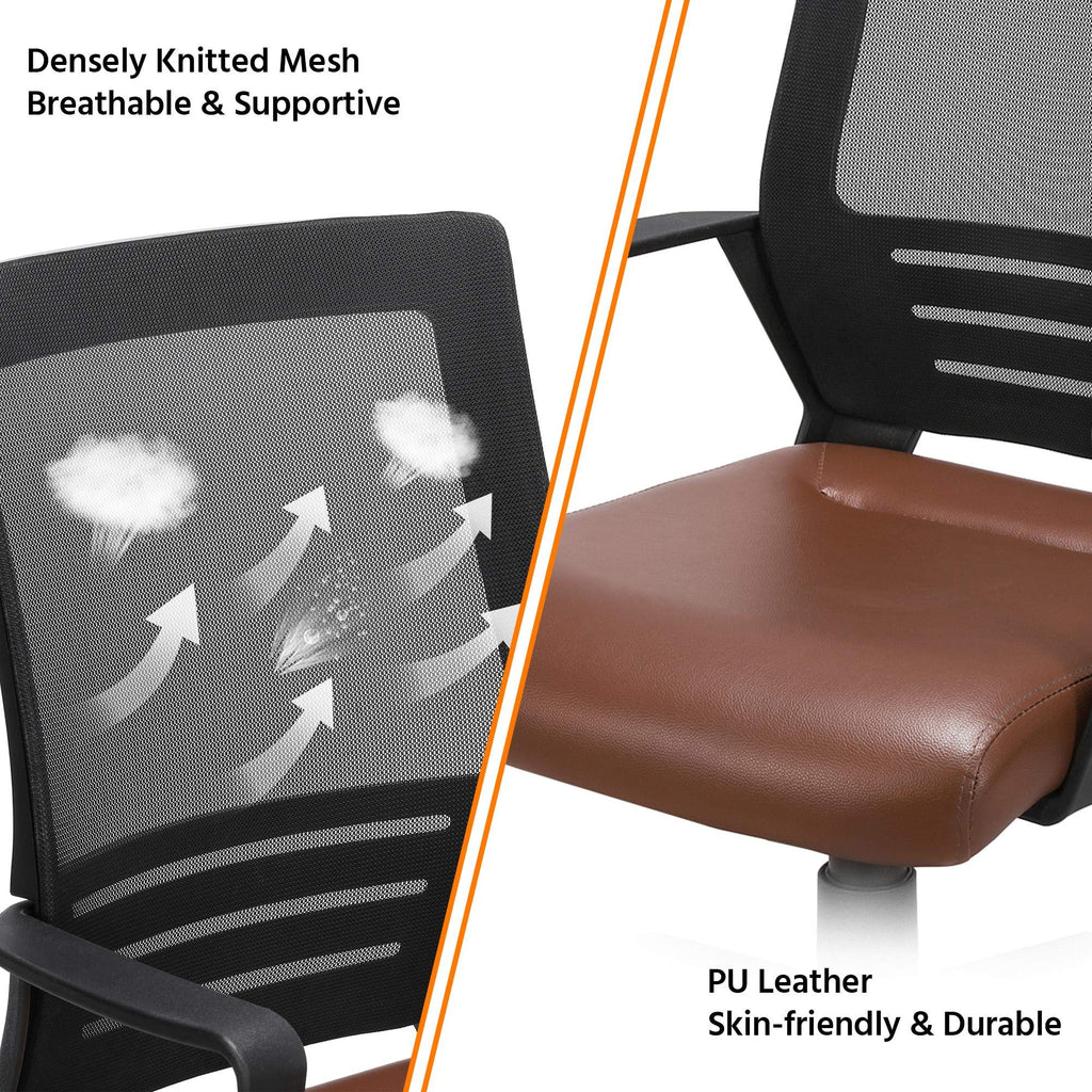 Brown Mesh Swivel Office Desk Chair F8013