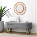 Oval Storage Bench with Rubber Wood Legs Gray Q84507