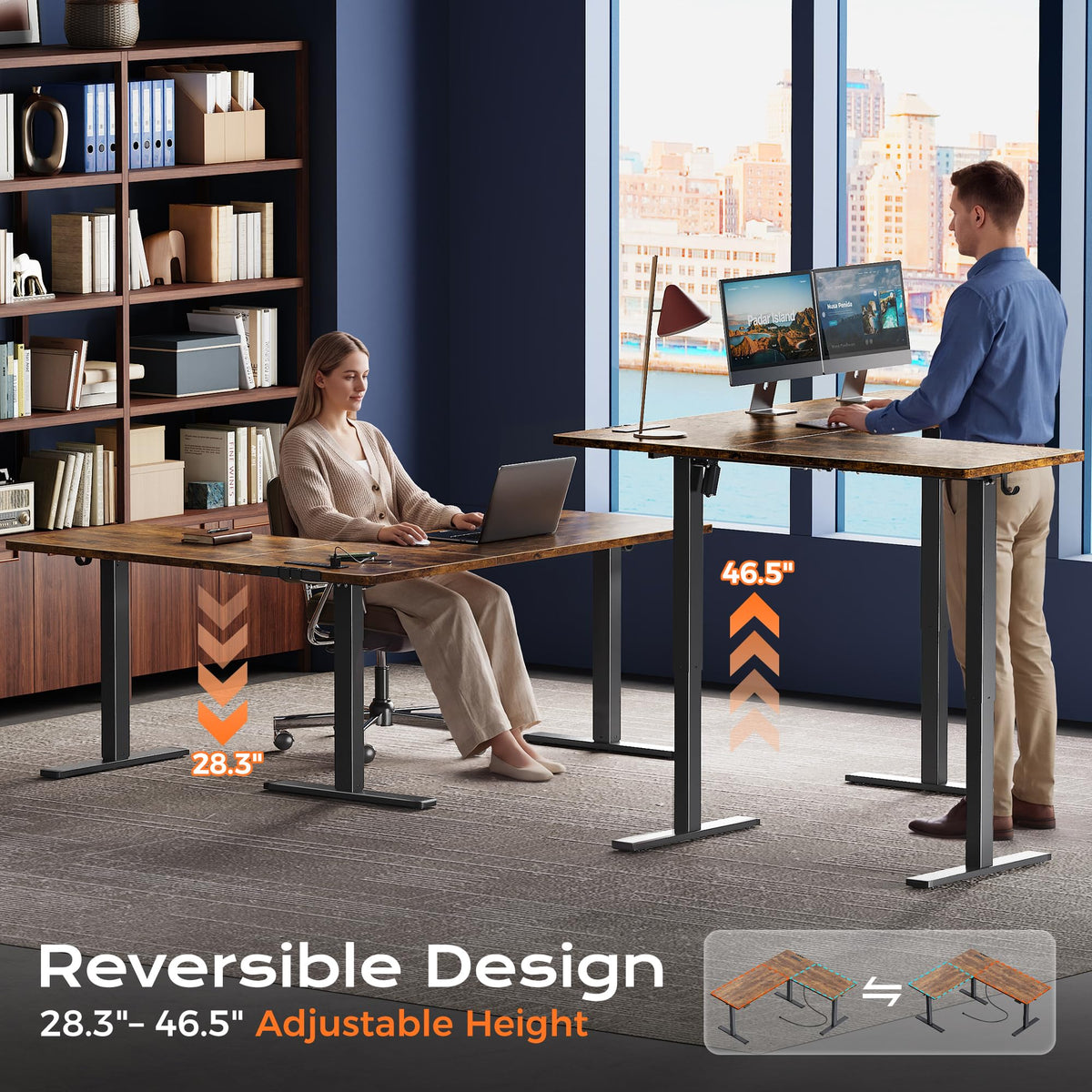 63 x 55 Inch L Shaped Standing Desk with Power Outlets B139
