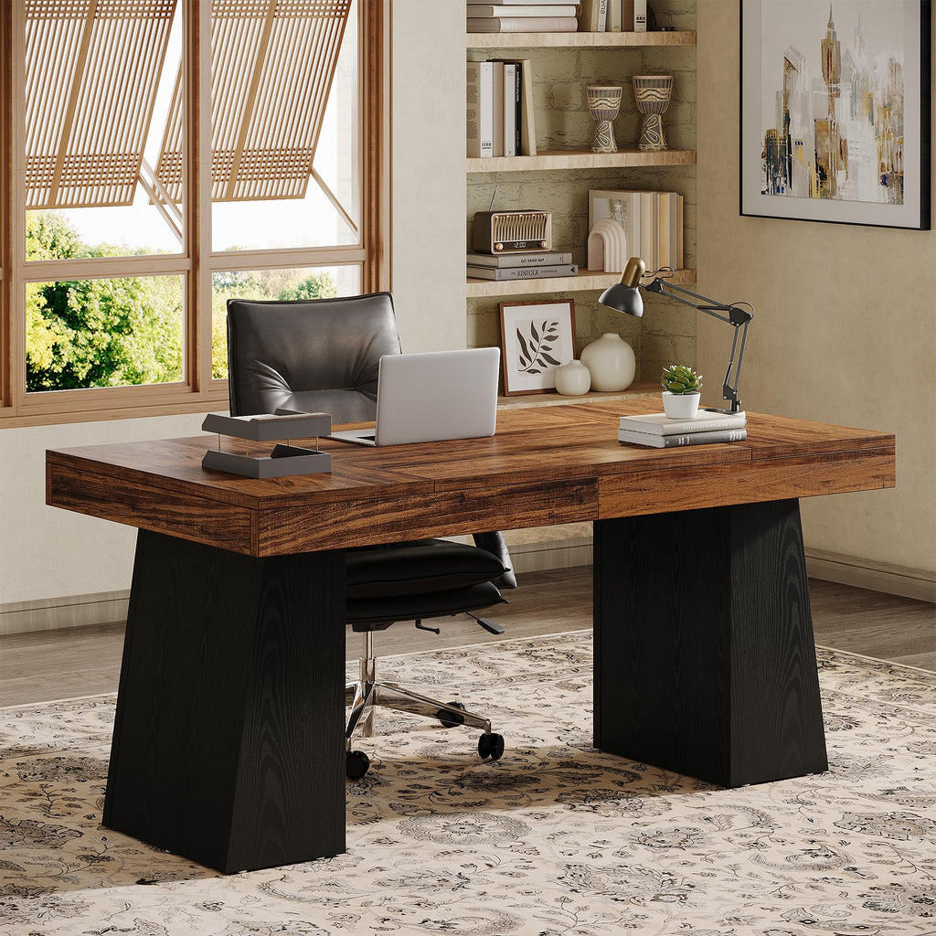 55" Wooden Office Desk with Double Pedestal N96258