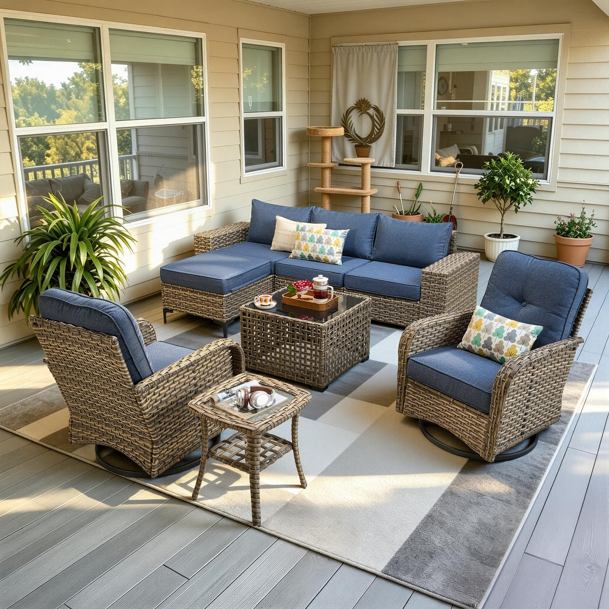 8 Piece Wicker Outdoor Sectional Sofa Set S7319