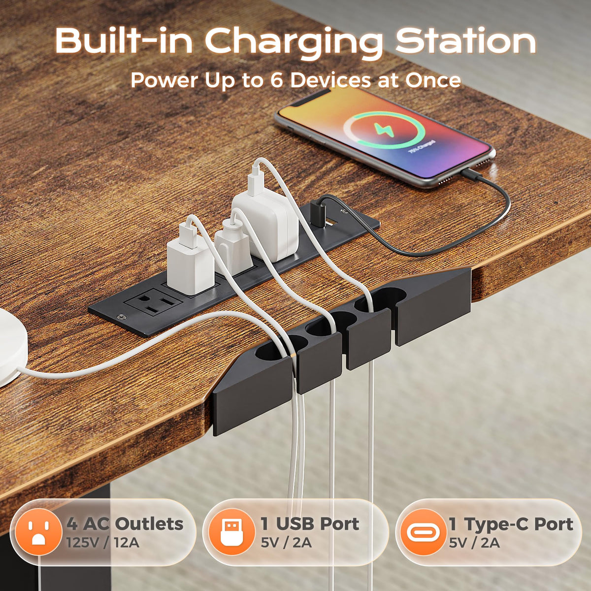63 x 55 Inch L Shaped Standing Desk with Power Outlets B139
