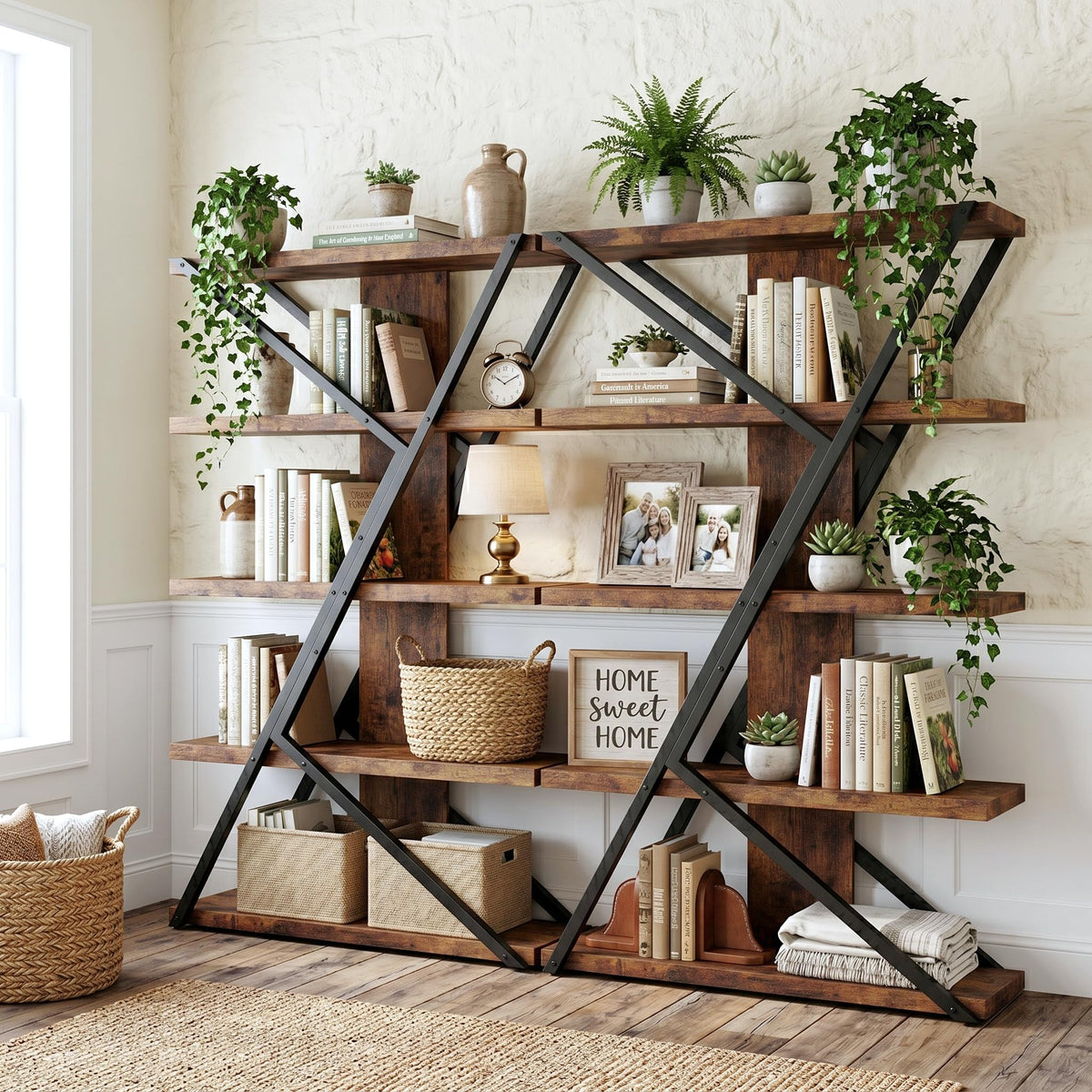 5-Tier Wood and Metal Bookshelf V764289