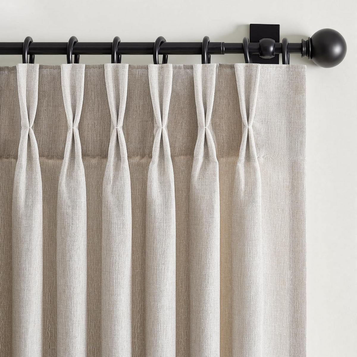 Oatmeal Linen Curtains 108 Inches Long Semi Sheer Pinch Pleated 2 Panels R238
