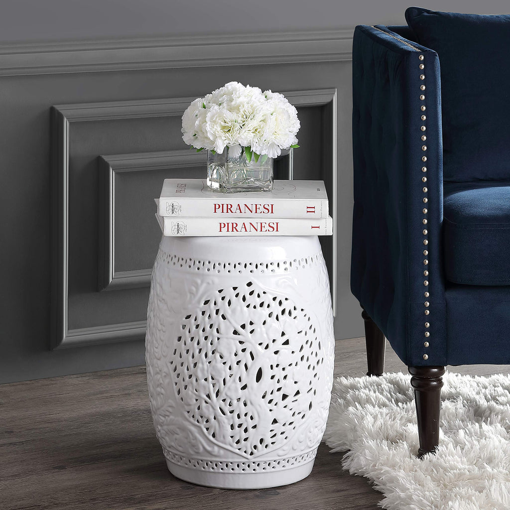 White Ceramic Garden Stool U19084