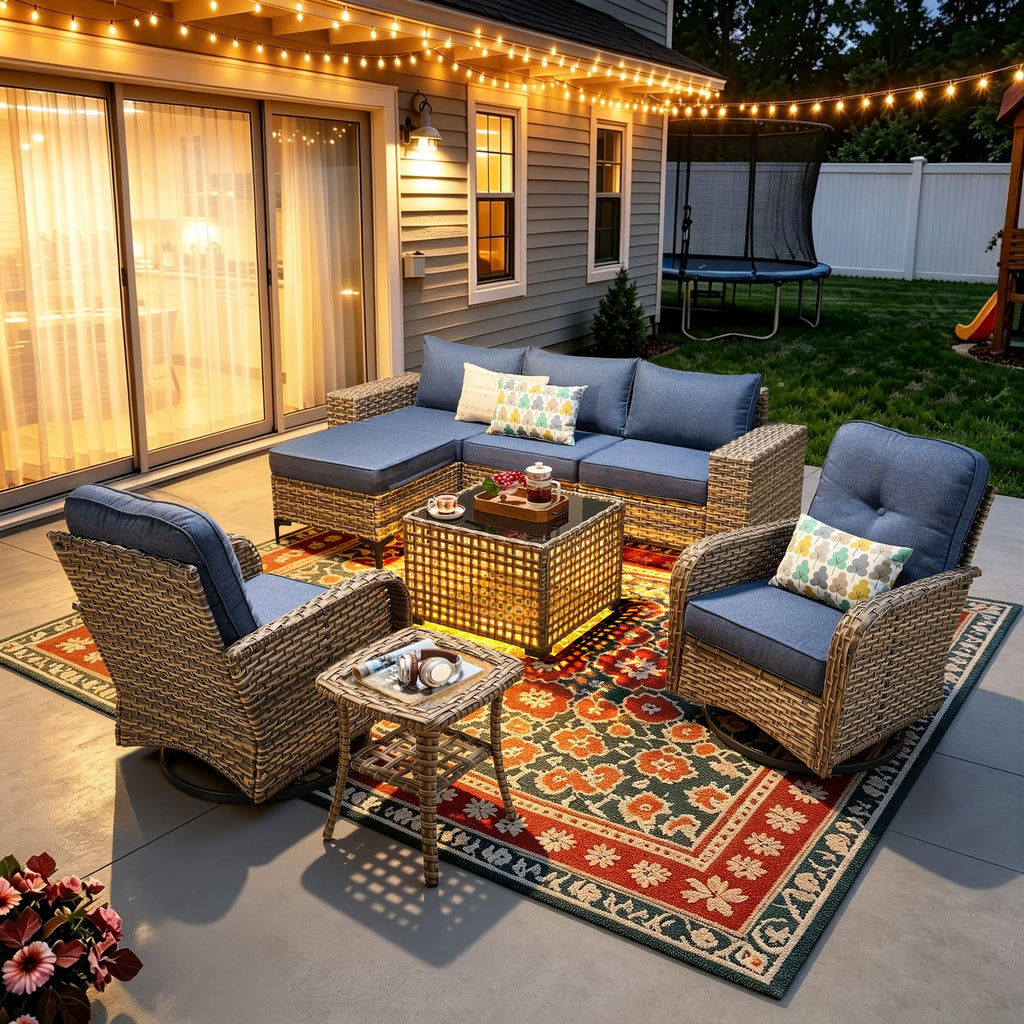 8 Piece Wicker Outdoor Sectional Sofa Set S7319
