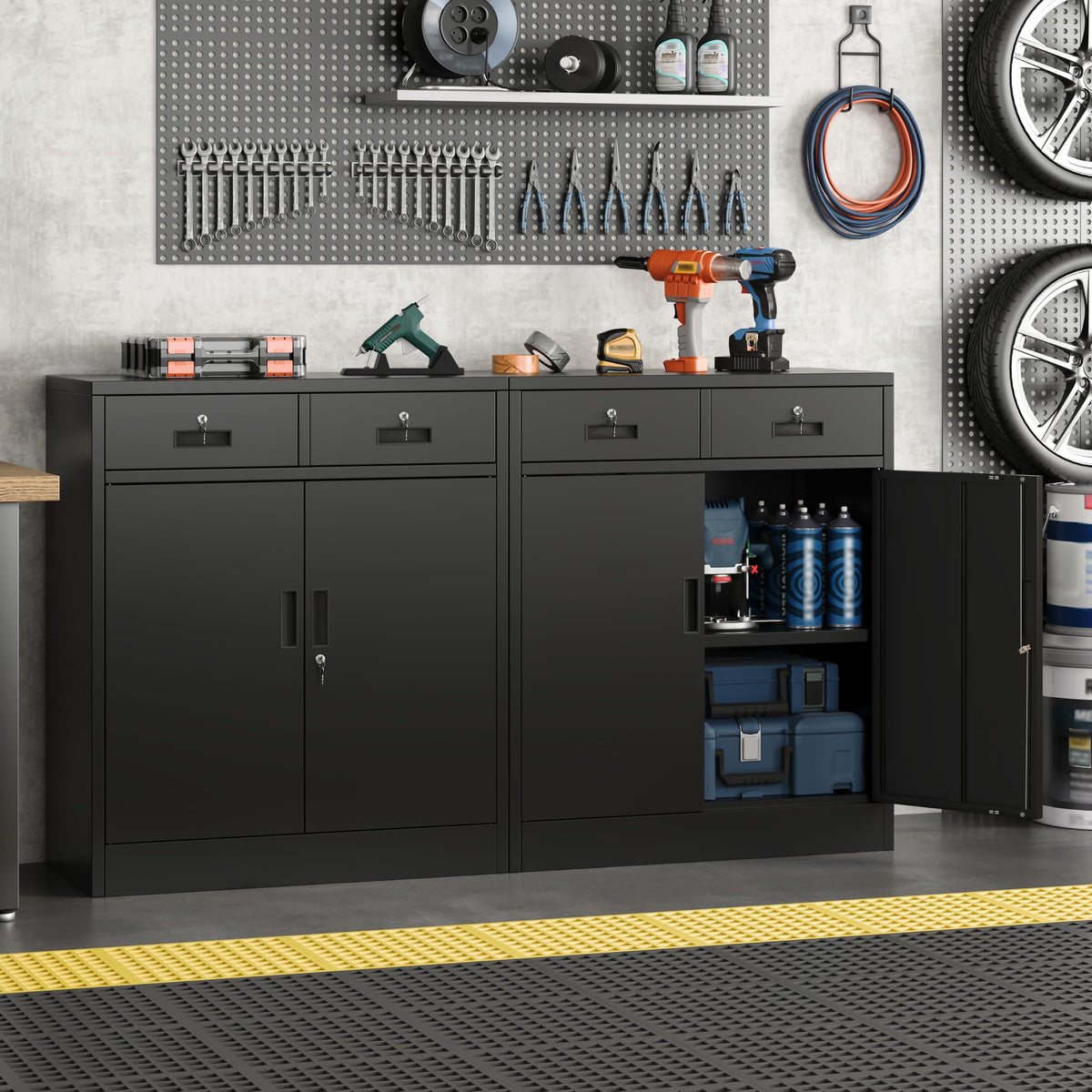 Metal Storage Cabinet with 2 Drawers & Shelves X57862